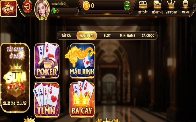 Sảnh game bài với nhiều tựa game ăn khách